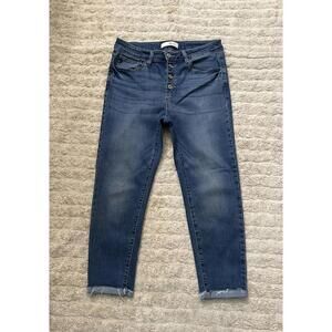 KanCan medium wash high-rise button fly cropped jeans Size 31